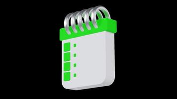 Green Calendar Icon Animation on Transparent Background video
