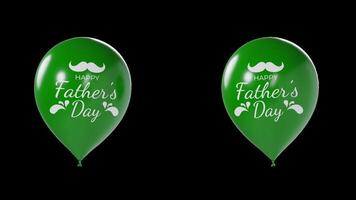 Green Fathers Day Balloons Animation on Transparent Background video