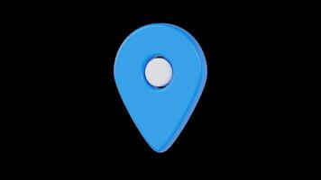 Blue Location Pin Icon Floating Animation on Transparent Background video