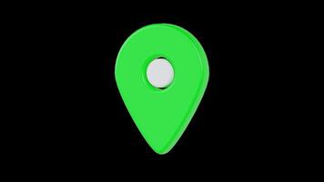 Green Location Pin Icon Floating Animation on Transparent Background video