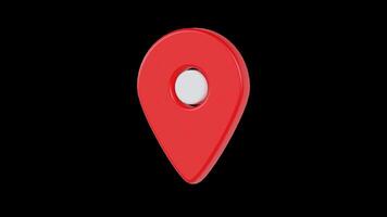 Red Location Pin Icon Floating Animation on Transparent Background video