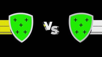 Versus Shield Animation for Teams with Green Background Featuring Yellow and White Stripes and Transparent Background video