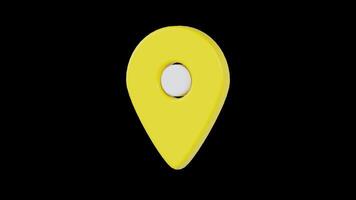 Yellow Location Pin Icon Floating Animation on Transparent Background video