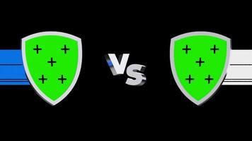 Versus Shield Animation for Teams with Green Background Featuring Blue and White Stripes and Transparent Background video