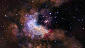 Colorful nebula formation in deep outer space with cosmic dust clouds. video
