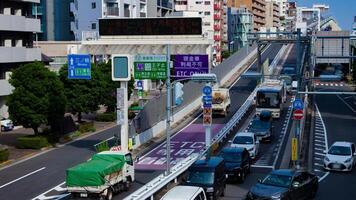 A timelapse of traffic jam at the doorway of the highway in Tokyo video