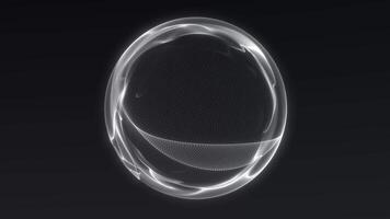 Black and white sphere glowing and rotating in seamless 4K 60FPS loop. Perfect for sci-fi, tech branding, and clean futuristic visuals. video