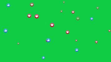 Like, love react icon floating animation isolated on green screen background video