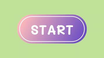 Start text button with smooth animation on a green screen loop video