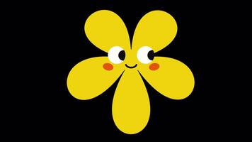 Loopable frame of a cute yellow flower character with blushing cheeks and a side glance, perfect for shy or flirty animated reactions. video