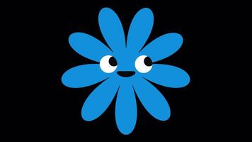 Loopable frame of a blue flower character with a wide open-mouthed smile, expressing laughter, ideal for fun or humorous animations. video