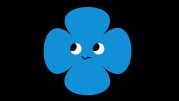 Loopable frame of a blue flower character with a gentle smile and upward eyes, ideal for bashful or sweet animated reactions. video