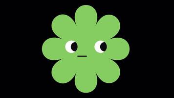 Loopable frame of a green flower character with a flat mouth and blank stare, great for sarcastic or unimpressed animated reactions. video