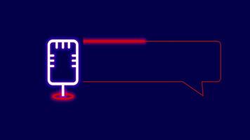 A combination of a neon microphone and speech bubble signifies communication, podcasting, conversation, and spoken media content flow video