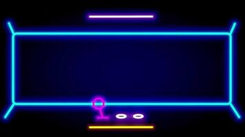 A side-scrolling platformer scene in neon art, with a character and jump points, evoking retro gameplay with modern UI illustration style video