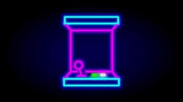 A digital neon-style claw machine with a character inside, illustrating prize-grabbing gameplay and fun in virtual arcade environments video