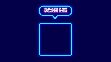 A minimal neon outline of a phone screen with 'Scan Me' indicates an app scan area, linking physical items to digital content easily video