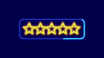 A bright neon five-star rating icon, representing quality, reviews, approval, satisfaction, and excellent service or content performance video