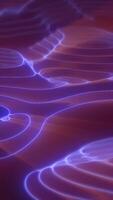 Abstract smooth neon-like terrain with glowing purple and violet contours forming fluid wave patterns on a dark background video