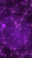 Network of glowing violet lines and nodes creating a futuristic abstract web on a dark purple background video
