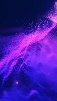 Abstract purple data wave made of glowing particles and flowing grid structures on a dark background video