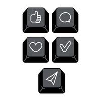 Keyboard typing button communication keypad PC laptop sign concept illustration design, Navigation send arrow location map chat speech bubble thumbs up like heart love check mark tick gaphic vector