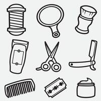 set of barbershop with outline style good for symbol, icon, element design, coloring book, coloring page,, etc vector