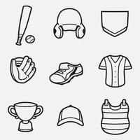 set of baseball with outline style good for icon, symbol, element design, coloring book, coloring page, etc vector