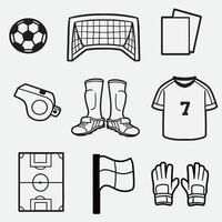 set of football equipment with outline style good for symbol, icon, element design, coloring book, coloring page, etc vector