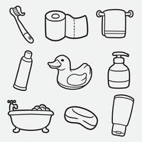 set of bathroom equipment with outline style good for icon, symbol, element design, coloring book, coloring page, etc vector