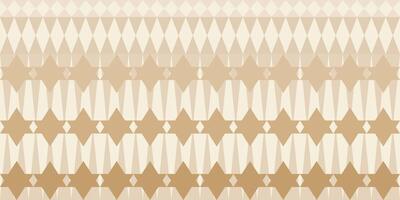 Repeating geometric pattern in shades of beige and gold stars and diamonds symmetrical and visually appealing composition. The muted color palette sophisticated and elegant textile print,background vector