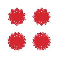 Set of Blank Red Round Starburst Edged Labels with White Borders. Flat Design Illustration. vector