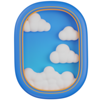 3d render Airplane Window View with Clouds icon png