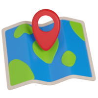 3D Render of a Map with Red Location Pin icon png