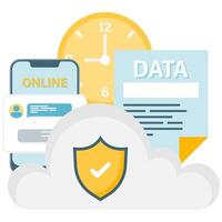 cloud messaging security, digital message illustration vector