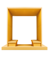 Square Booth Mini Front Shop Mockup Design Yellow Color for Product Showcase and Exhibition Event png