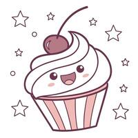 A cupcake with a cherry on top vector