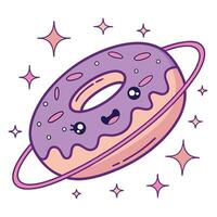 A donut with a smiley face and stars vector