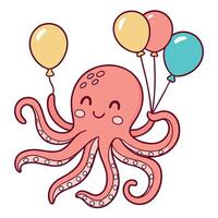 An octopus with balloons on its back vector