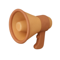 Clay Style Megaphone Icon Isolated on Transparent Background for Announcement, Marketing, and Public Communication Use png