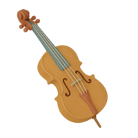 Clay Style Viola or Small Cello Musical Instrument Icon Isolated on Transparent Background for Music and Art Use png