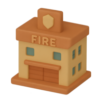 Clay Style Fire Station Building Icon Isolated on Transparent Background for Safety, Rescue, and Public Service Use png