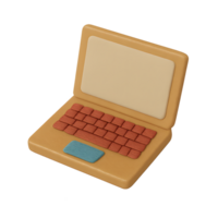 Clay Style Laptop Computer Icon Isolated on Transparent Background for Technology, Remote Work, and Office Use png
