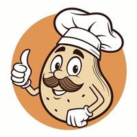 A cartoon potato chef giving a thumbs up vector