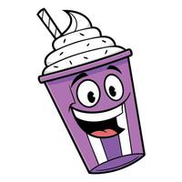 A cartoon purple drink with a smile on it vector