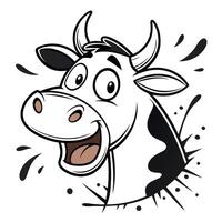 A cartoon cow is jumping out of a hole vector