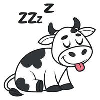 A cartoon cow sleeping with its tongue out vector