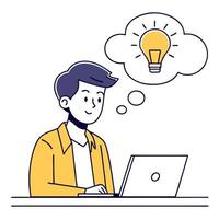 Man thinking about idea, illustration vector