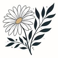 A flower with leaves and a stem on a white background vector
