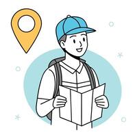 Man with map and pin illustration vector
